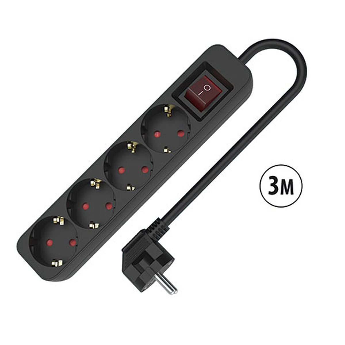 Picture of 4-socket plugboard with power switch TM Electron 3680 W Black (3 m)