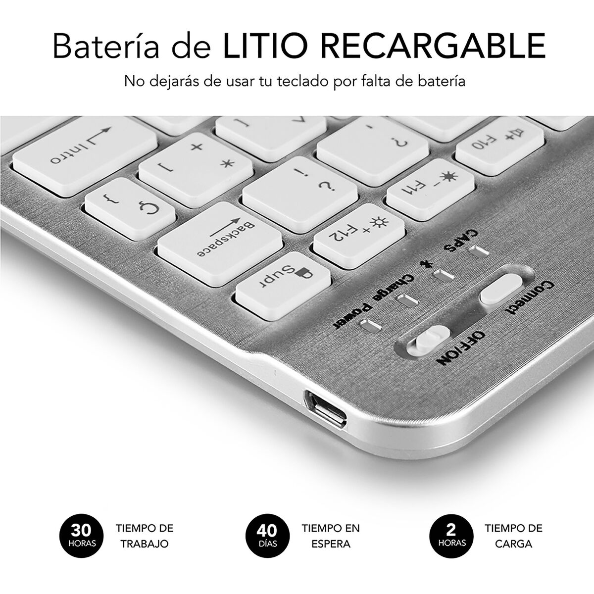 Picture of Bluetooth Keyboard Subblim SUB-KBT-SM0001 Silver Spanish Qwerty