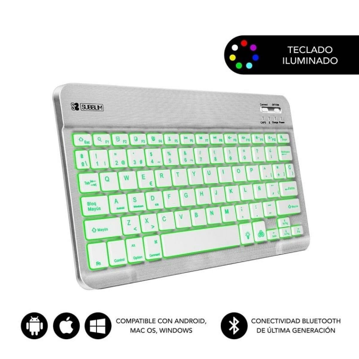 Picture of Bluetooth Keyboard Subblim SUB-KBT-SMBL30 Multicolour Silver Spanish Qwerty QWERTY