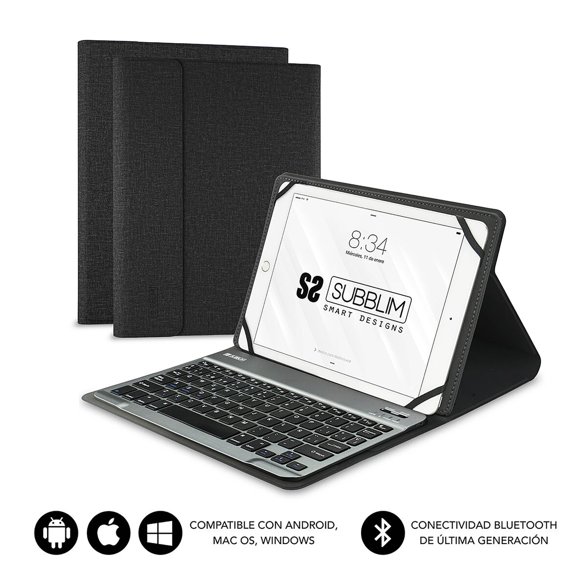 Picture of Case for Tablet and Keyboard Subblim SUB-KT2-BT0001 Black Grey Spanish Qwerty