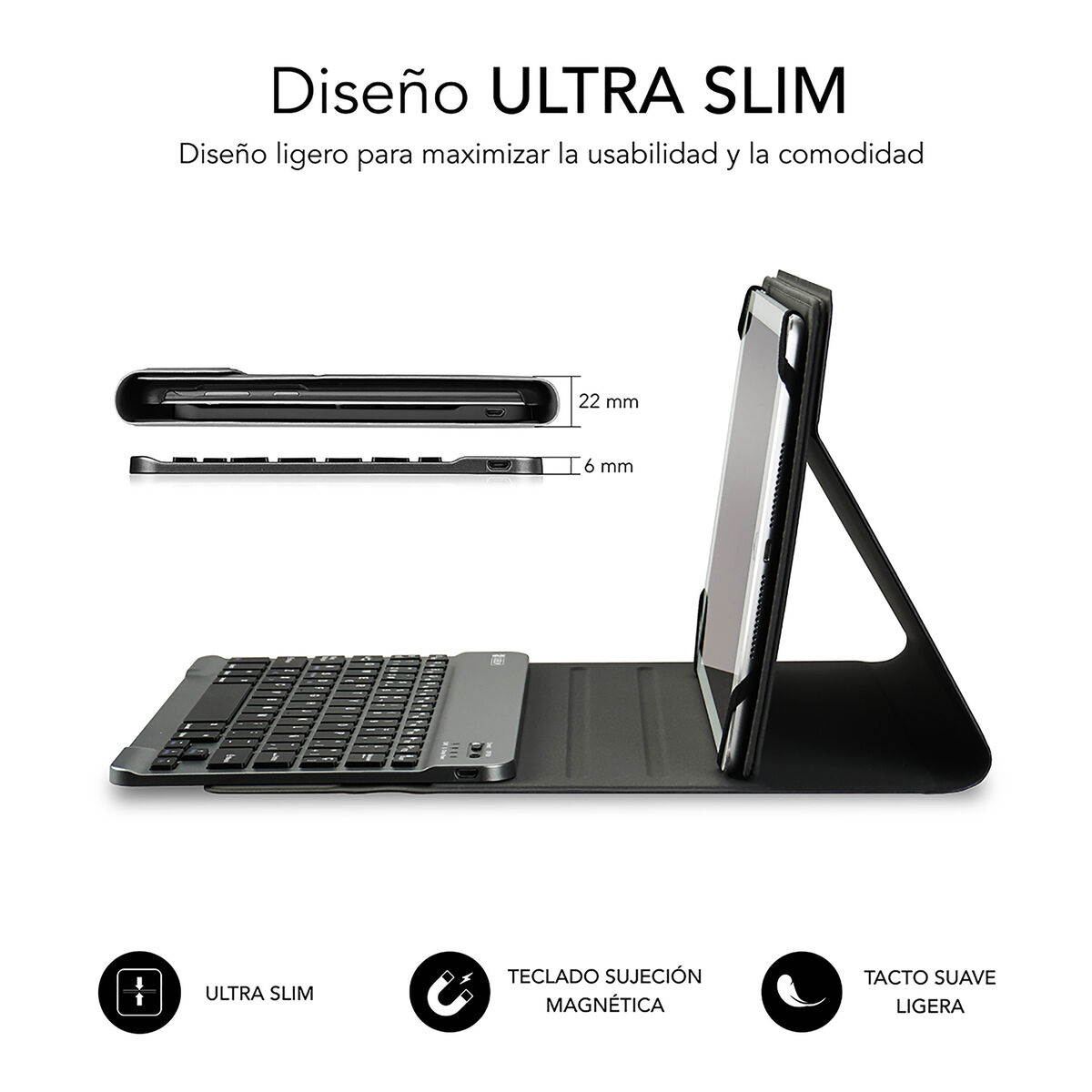 Picture of Case for Tablet and Keyboard Subblim SUB-KT2-BT0001 Black Grey Spanish Qwerty