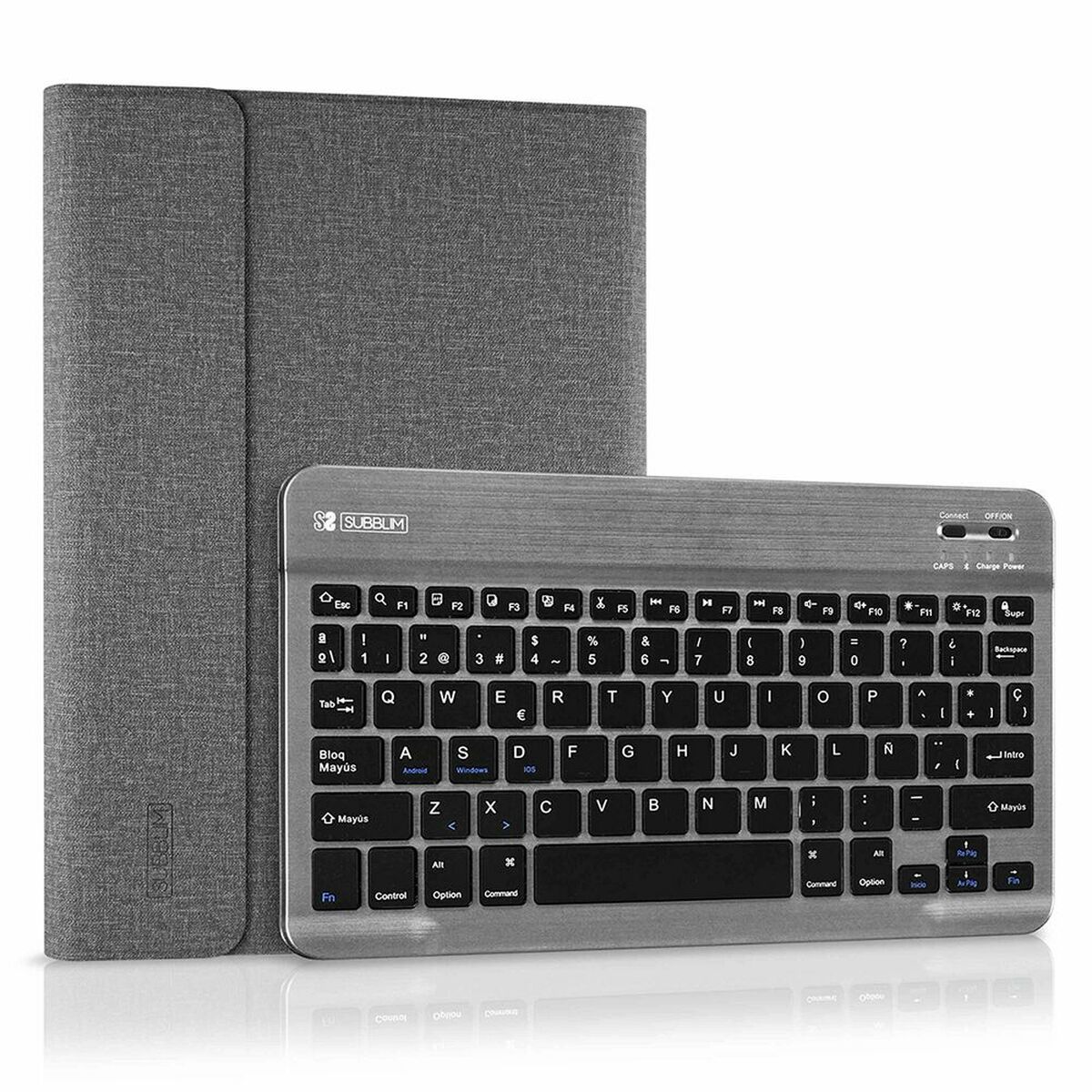 Case til tablet og tastatur Subblim SUB-KT2-BT0002 Grå Spansk qwerty Bluetooth