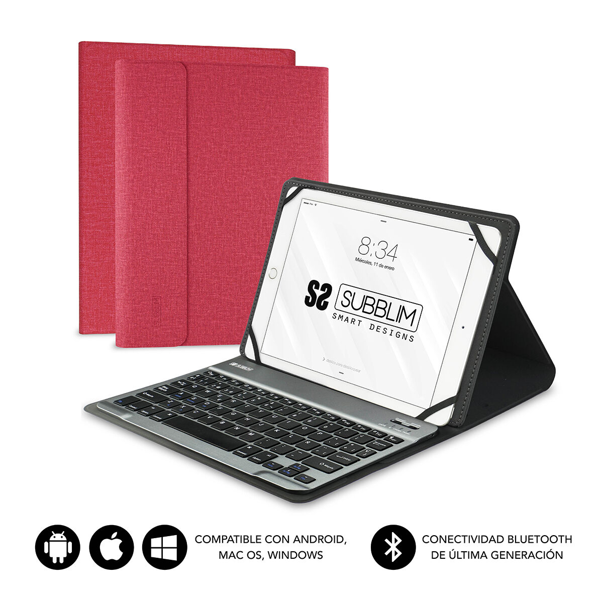Picture of Case for Tablet and Keyboard Subblim SUB-KT2-BT0003 Red Spanish Qwerty