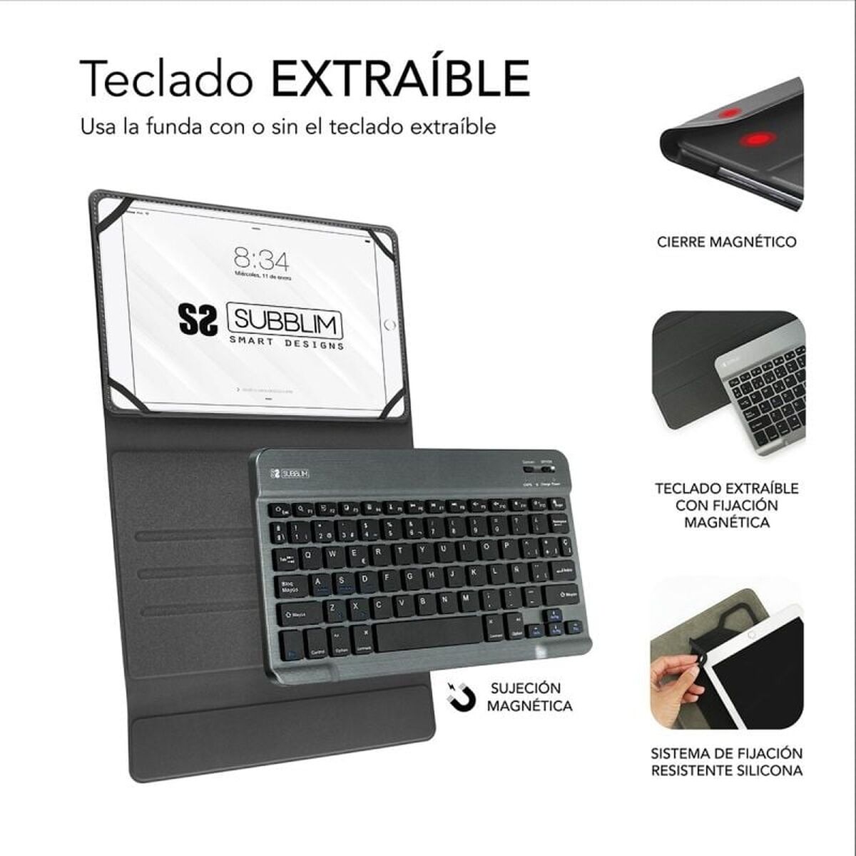 Picture of Case for Tablet and Keyboard Subblim SUB-KT2-BT0003 Red Spanish Qwerty