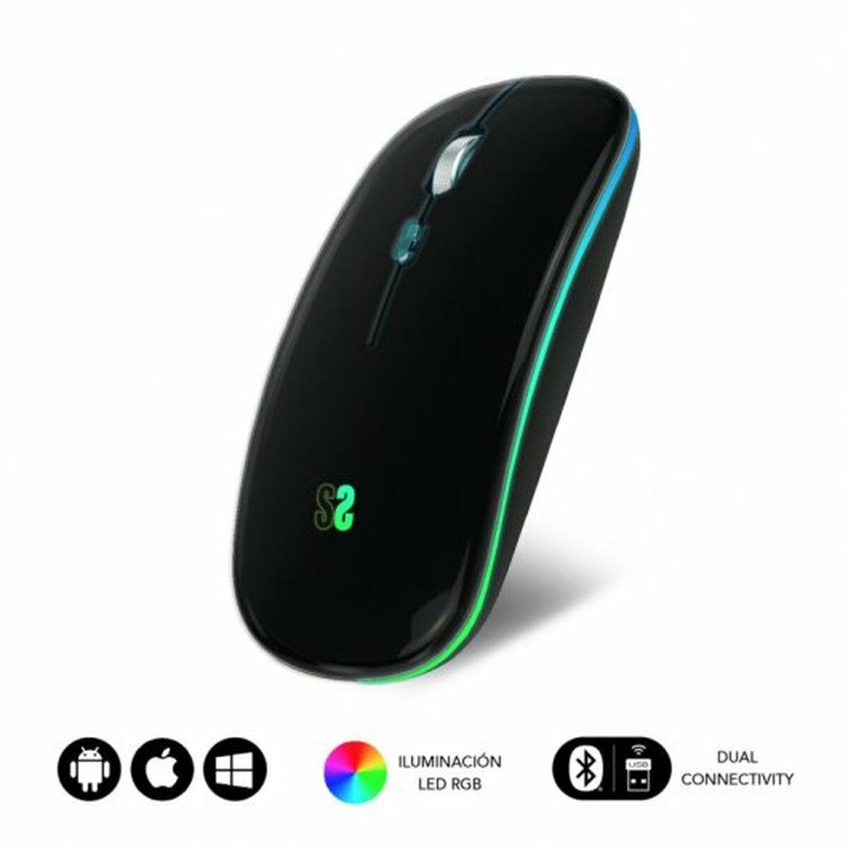 Picture of Mouse Subblim SUBMO-LDFLAT1 Black 1600 dpi