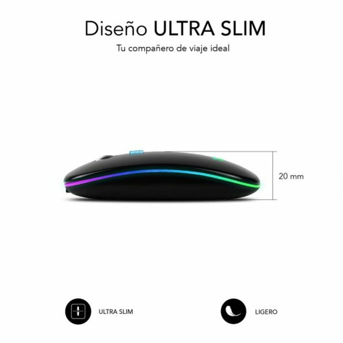 Picture of Mouse Subblim SUBMO-LDFLAT1 Black 1600 dpi