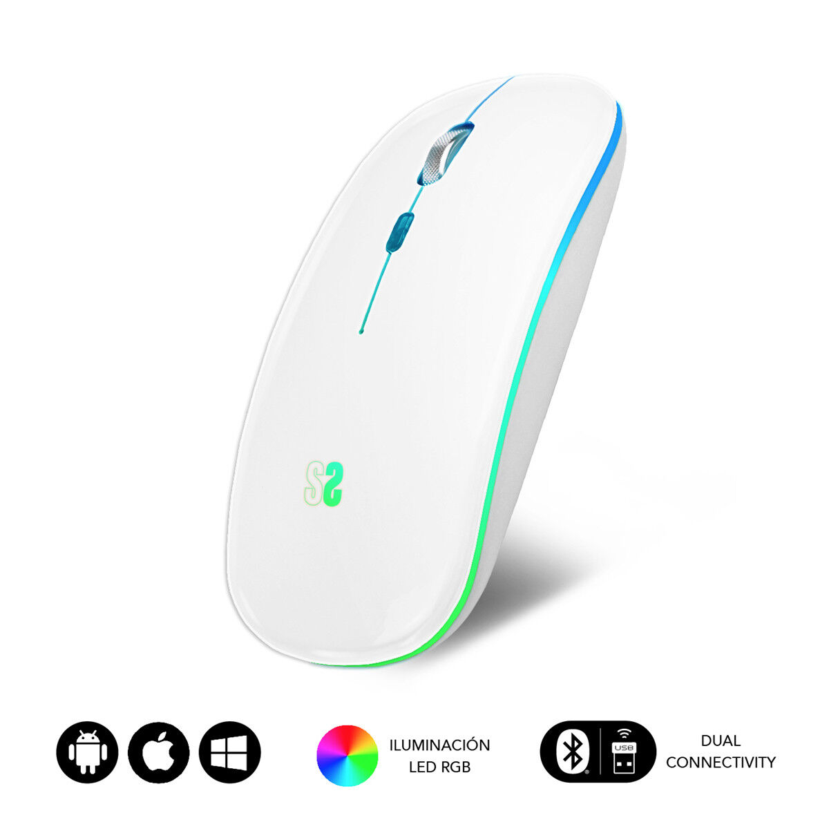 Picture of Wireless Bluetooth Mouse Subblim SUBMO-LDFLAT2 White 1600 dpi