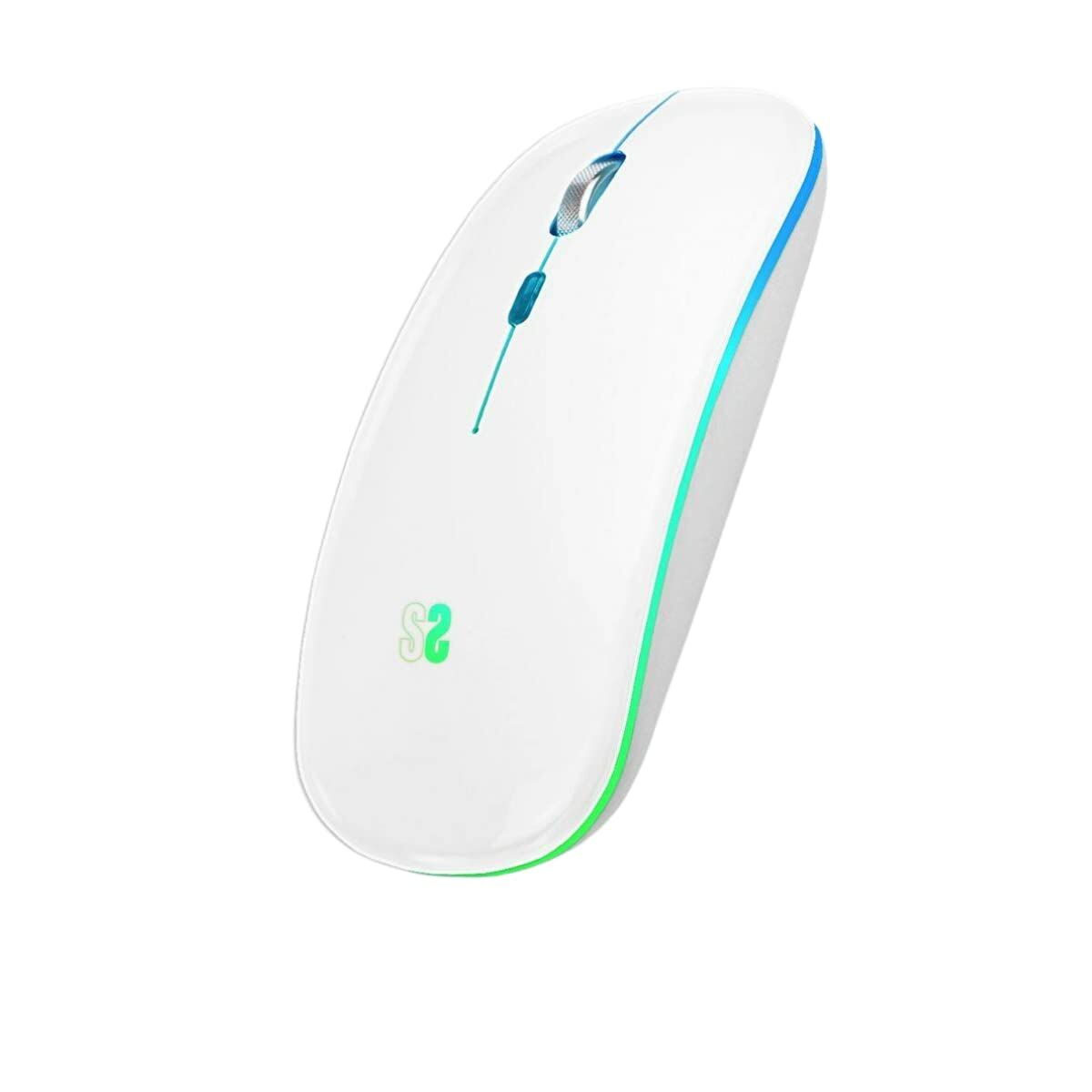 Souris Bluetooth Sans Fil Subblim Ratón Inalámbrico Bluetooth + RF RGB LED Dual Flat Mouse White