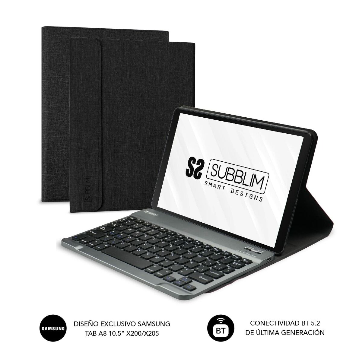 Afbeeldingen van Case for Tablet and Keyboard Subblim Samsung Galaxy A8 Black