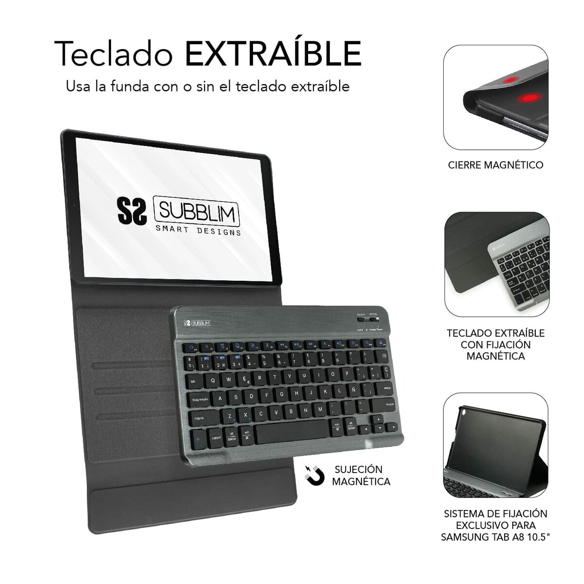 Afbeeldingen van Case for Tablet and Keyboard Subblim Samsung Galaxy A8 Black