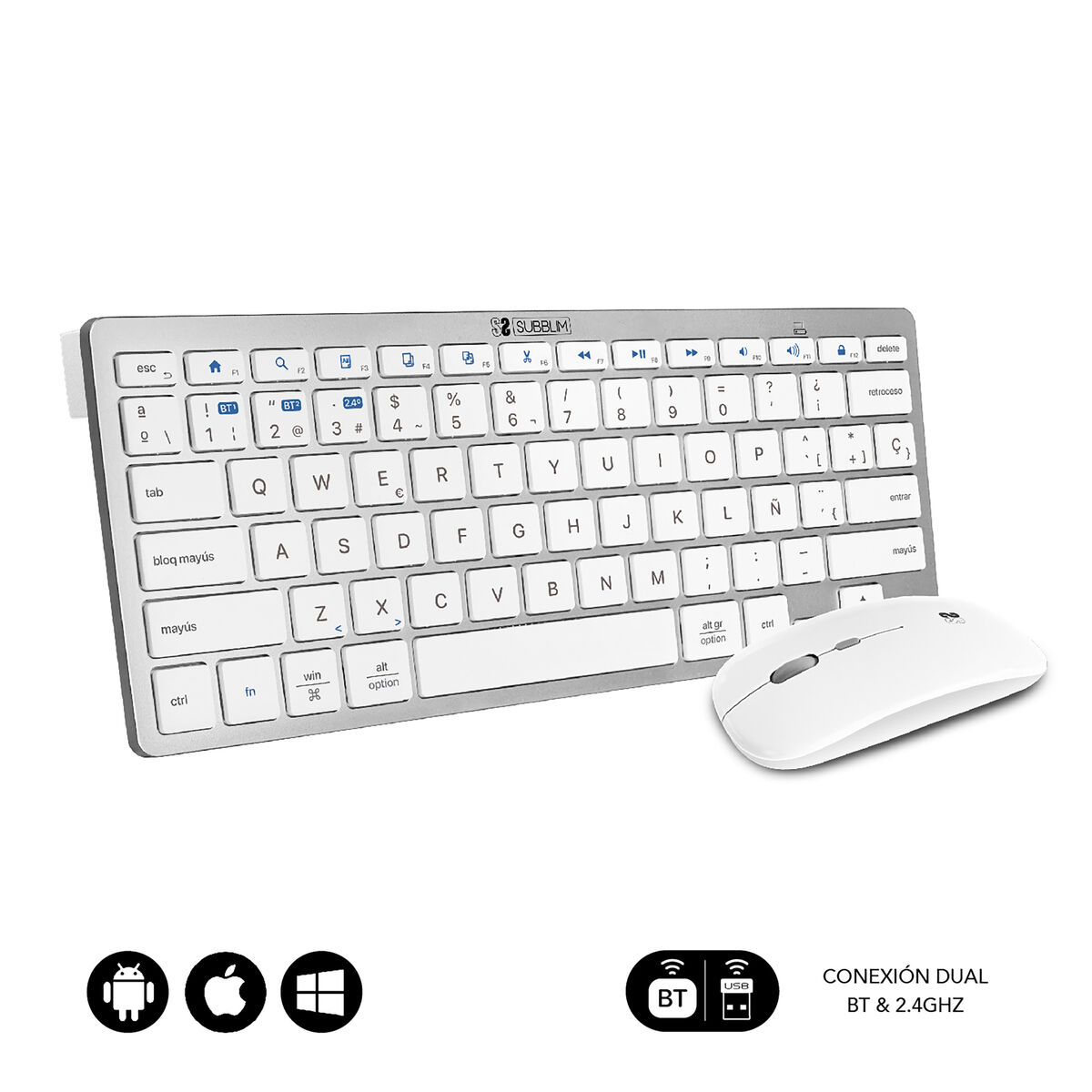 Picture of Keyboard and Mouse Subblim SUBKBC-OCO010 Silver (2 Units)