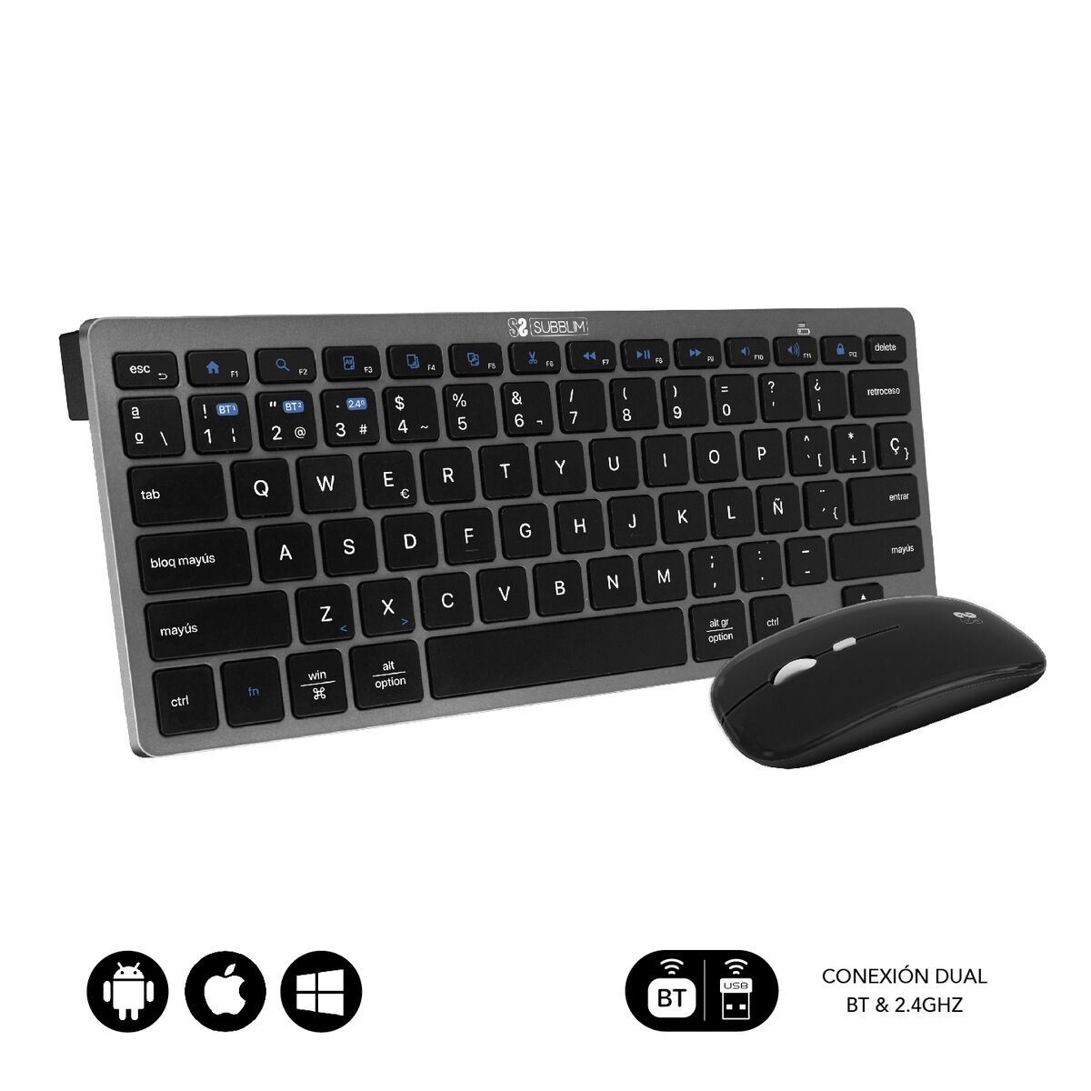 Picture of Keyboard and Mouse Subblim SUBKBC-OCO020 Grey