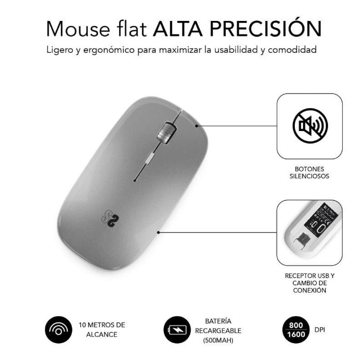 Picture of Wireless Bluetooth Mouse Subblim SUBMO-DFLAT22 Silver 1600 dpi