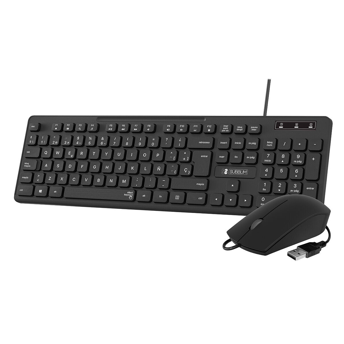Picture of Keyboard and Mouse Subblim SUBKBC-CSSK01 Black QWERTY
