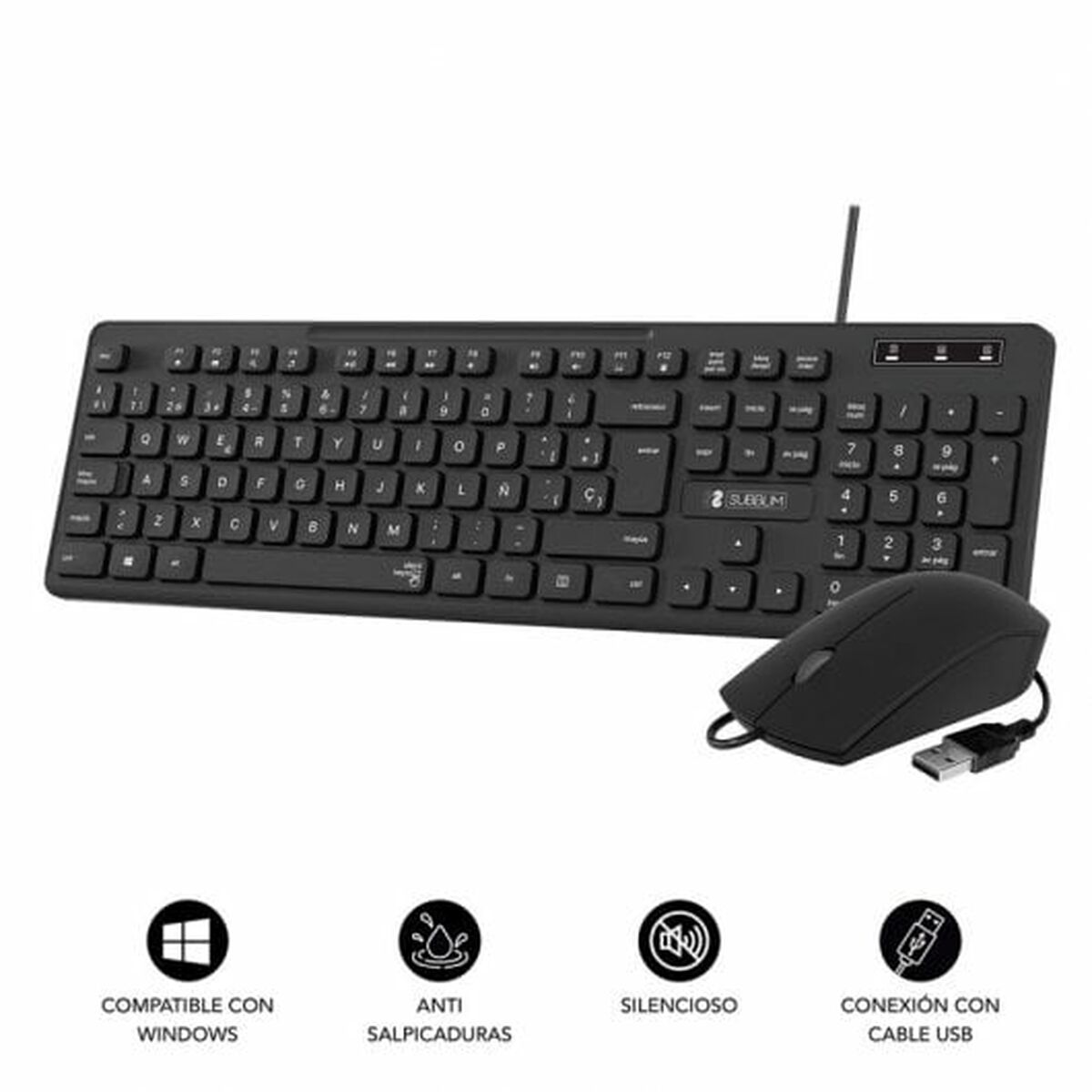 Bild von Keyboard and Mouse Subblim SUBKBC-CSSK01 Black QWERTY