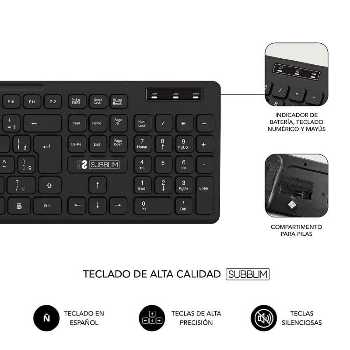 Picture of Keyboard and Wireless Mouse Subblim SUBKBC-CSSW10 Black Spanish Qwerty QWERTY