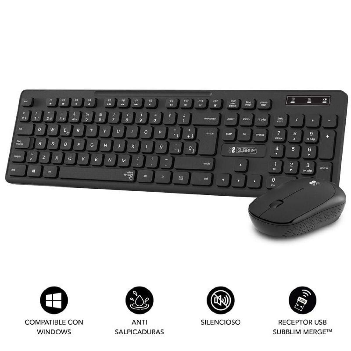 Picture of Keyboard and Wireless Mouse Subblim SUBKBC-CSSW10 Black Spanish Qwerty QWERTY