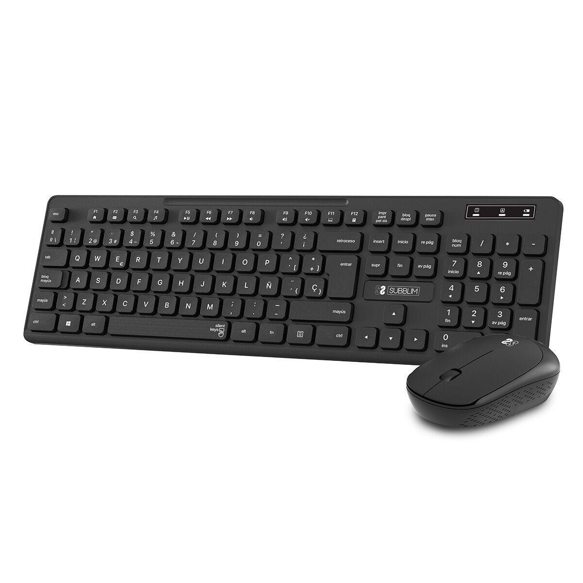 Picture of Keyboard and Wireless Mouse Subblim SUBKBC-CSSW10 Black Spanish Qwerty QWERTY