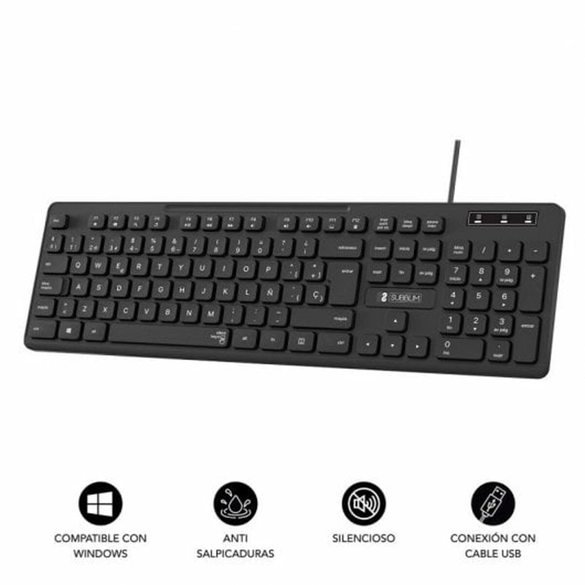 Bild von Keyboard Subblim SUBKBC-0SSK50 Black Spanish Qwerty QWERTY