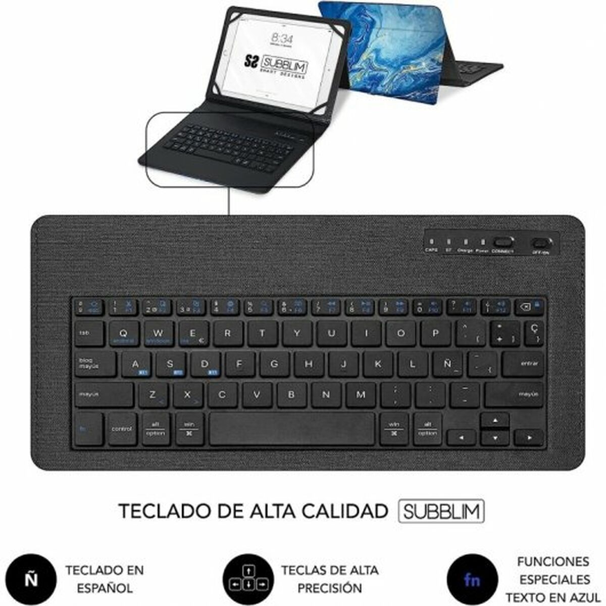 Picture of Case for Tablet and Keyboard Subblim SUBKT5-BTTB01 Multicolour Spanish Qwerty QWERTY (1 Unit)