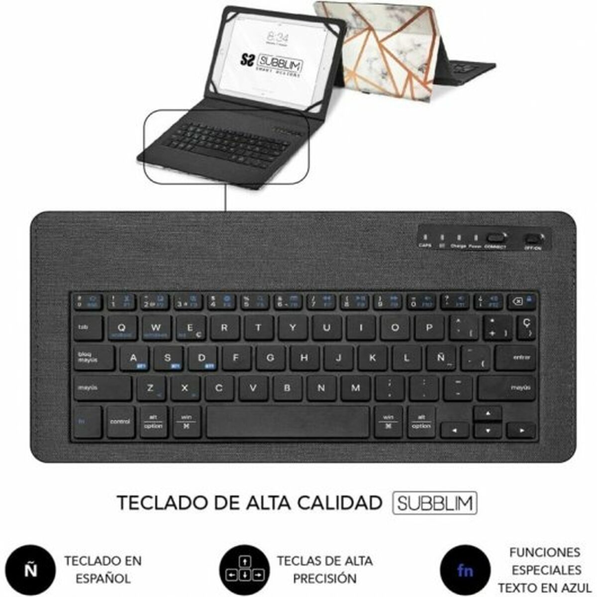 Image de Case for Tablet and Keyboard Subblim SUBKT5-BTTW10 Multicolour Spanish Qwerty QWERTY (1 Unit)