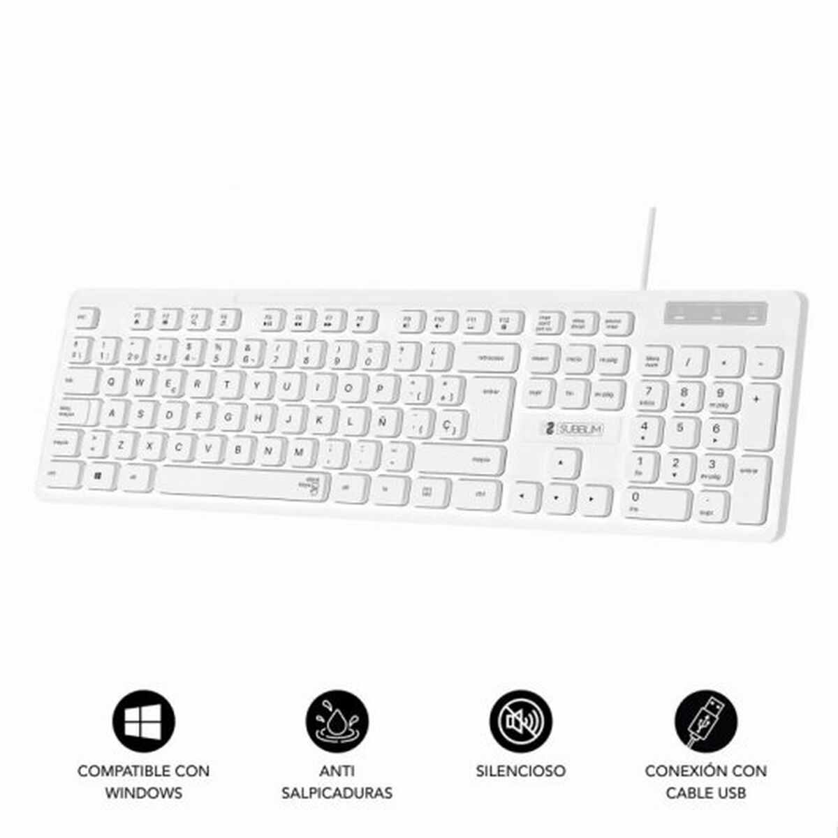 Picture of Keyboard Subblim SUBKBC-0SSK51 White Spanish Qwerty