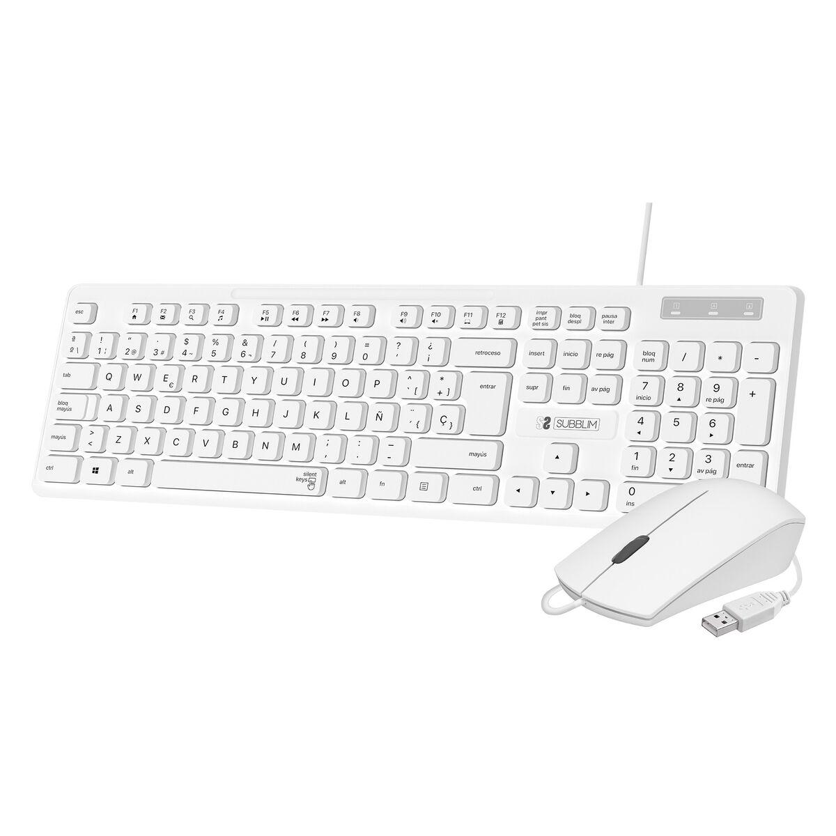 Picture of Keyboard and Mouse Subblim SUBKBC-CSSK02 White Spanish Qwerty QWERTY