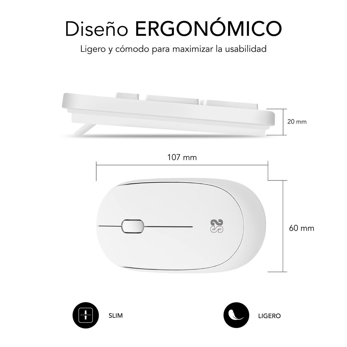 Picture of Keyboard and Wireless Mouse Subblim SUBKBC-CSSW11 White Spanish Qwerty