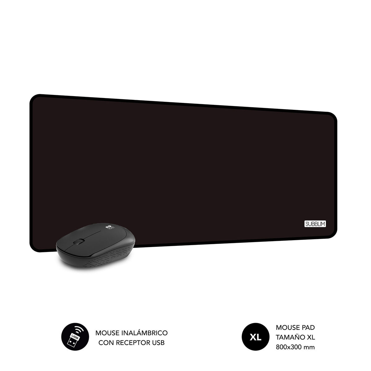 Picture of Gaming Mouse and Mat Subblim Harm XL Black