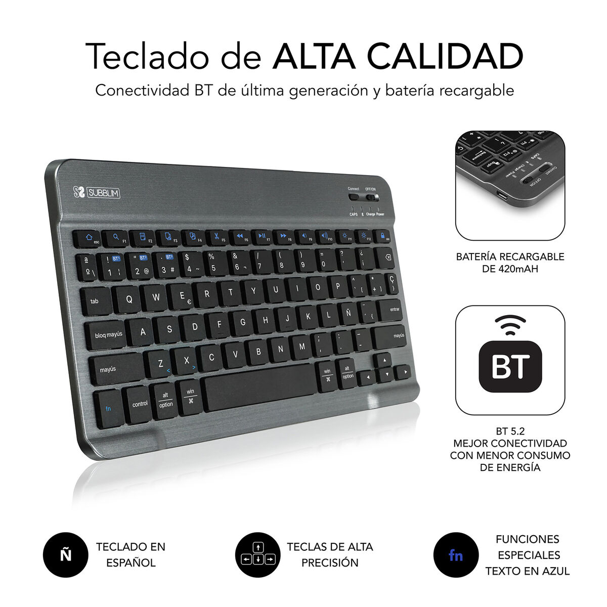 Image de Tablet cover Subblim SUBKT3-BTS060 Black Spanish Qwerty