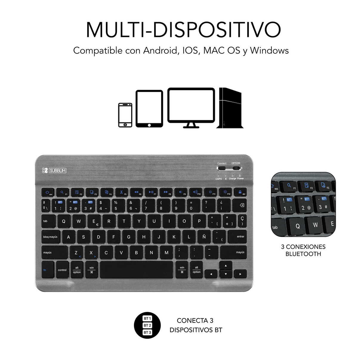 Image de Tablet cover Subblim SUBKT3-BTS060 Black Spanish Qwerty