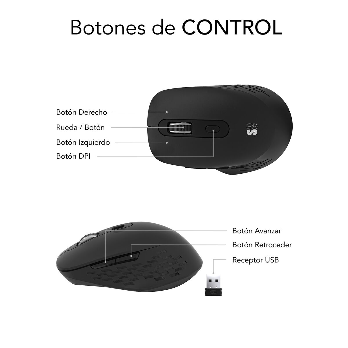 Picture of Wireless Mouse Subblim SUBMO-EDCUR01 Black 1600 dpi