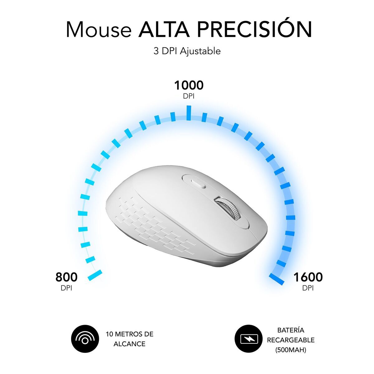 Picture of Wireless Mouse Subblim SUBMO-EDCUR02 White 1600 dpi