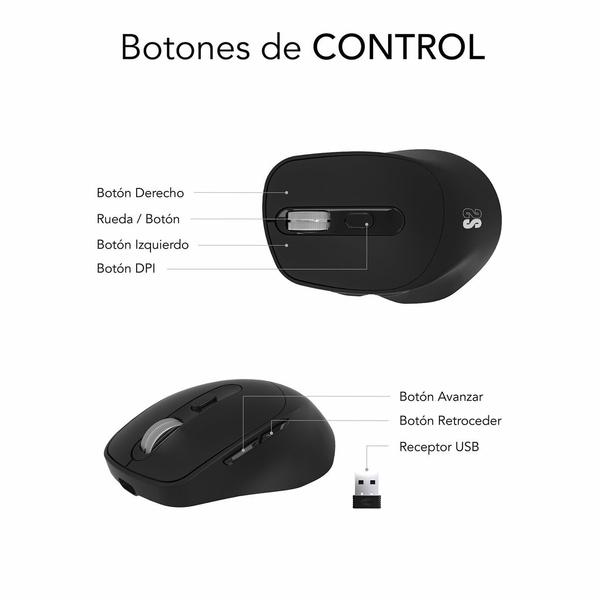 Picture of Optical mouse Subblim SUBMO-EDCON01 Black 2400 dpi