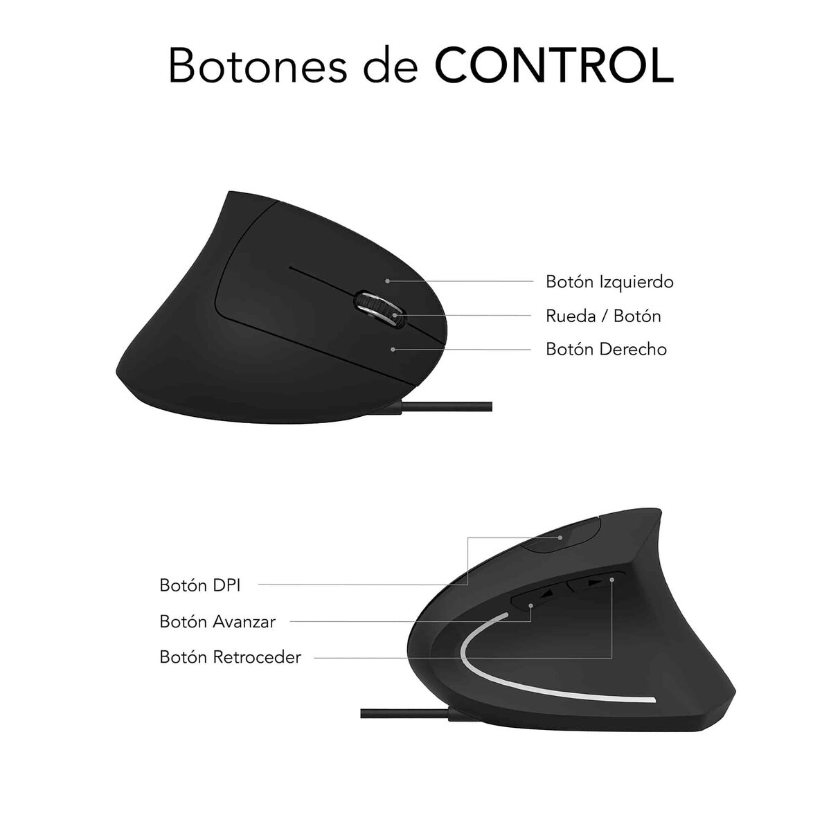 Picture of Ergonomic Optical Mouse Subblim SUBMO-EDGVU01 Black 1600 dpi