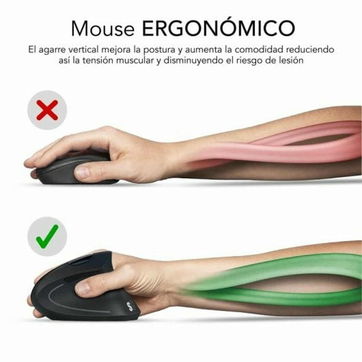 Picture of Ergonomic Optical Mouse Subblim SUBMO-EDGVW01 Black 1600 dpi