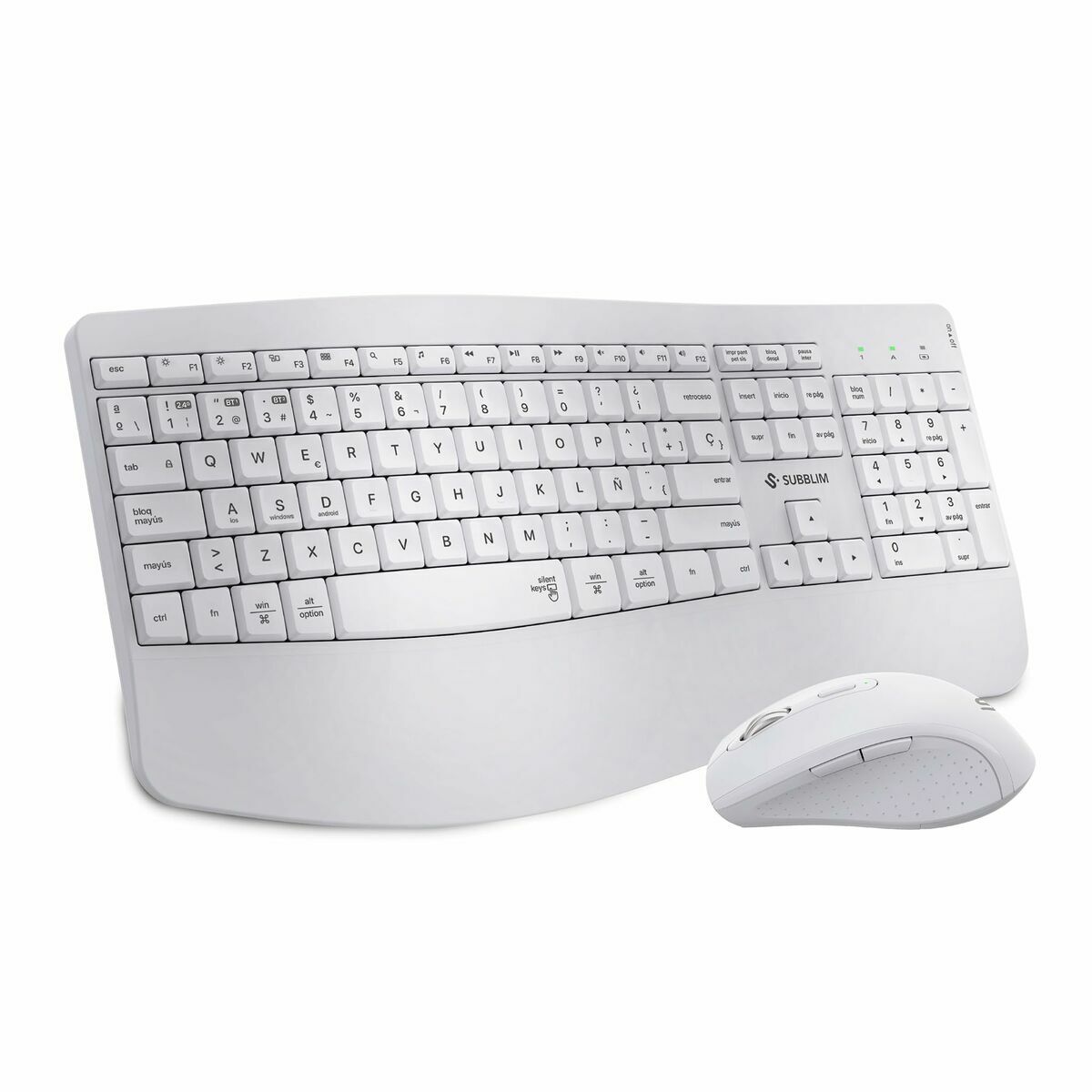 Image de Keyboard and Mouse Subblim SUBKBC-DCOPW1 White Spanish Spanish Qwerty QWERTY