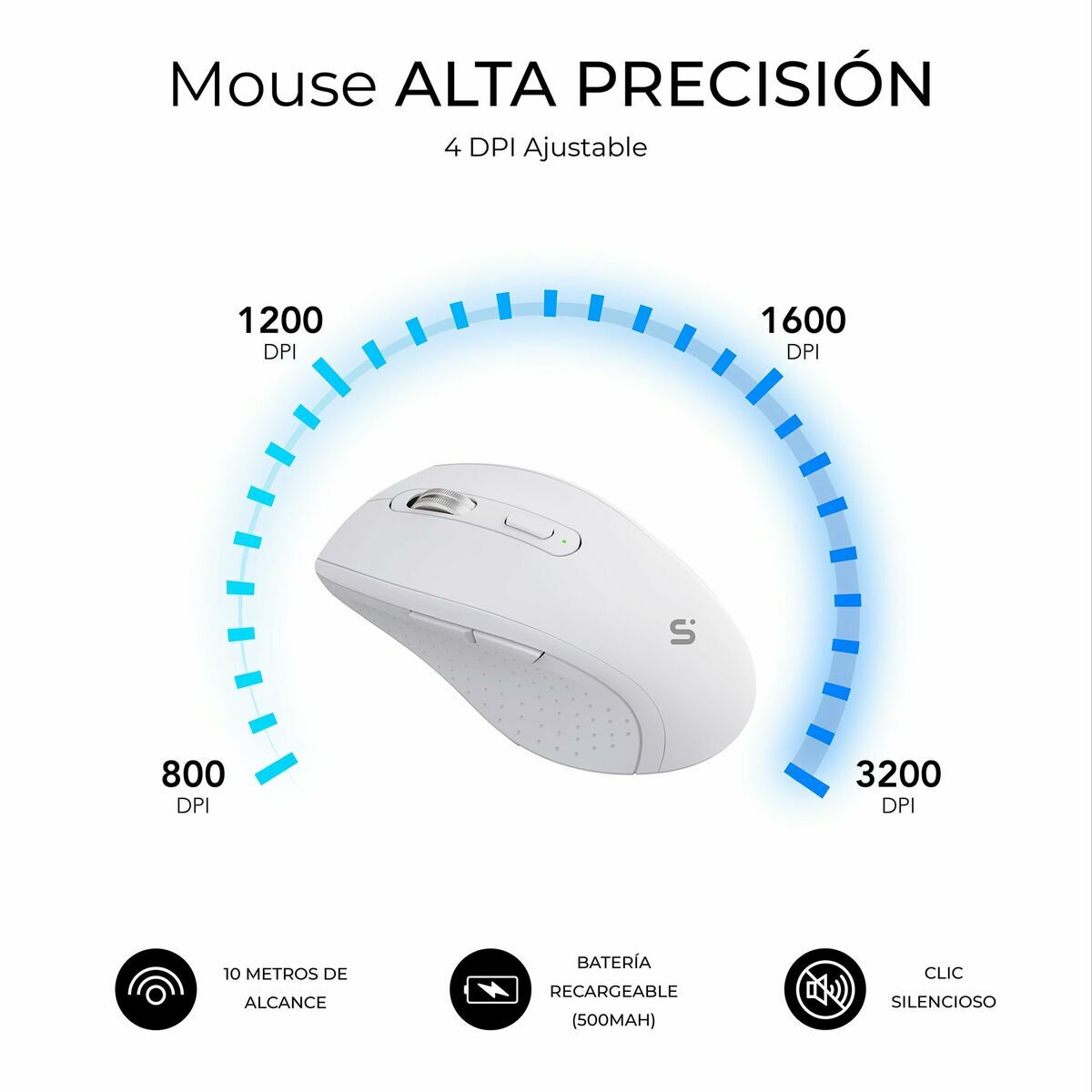 Picture of Keyboard and Mouse Subblim OFFICE PROWAVE White Spanish Qwerty QWERTY