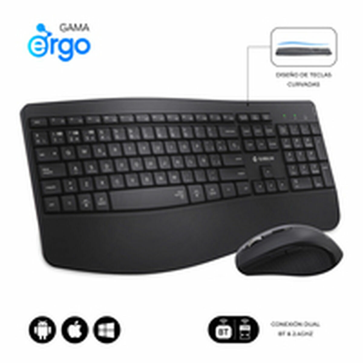 Picture of Keyboard and Mouse Subblim OFFICE PROWAVE Black Spanish Qwerty QWERTY