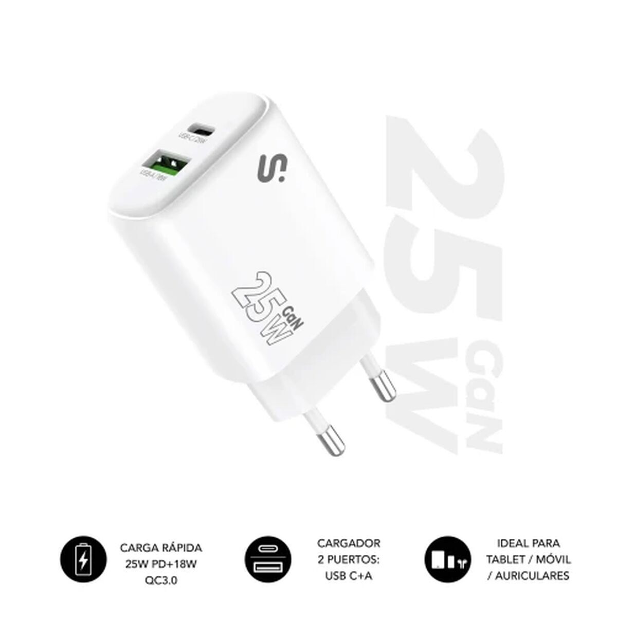 Bild von Car Charger Subblim SUBCHG-6G2510 White 120 W