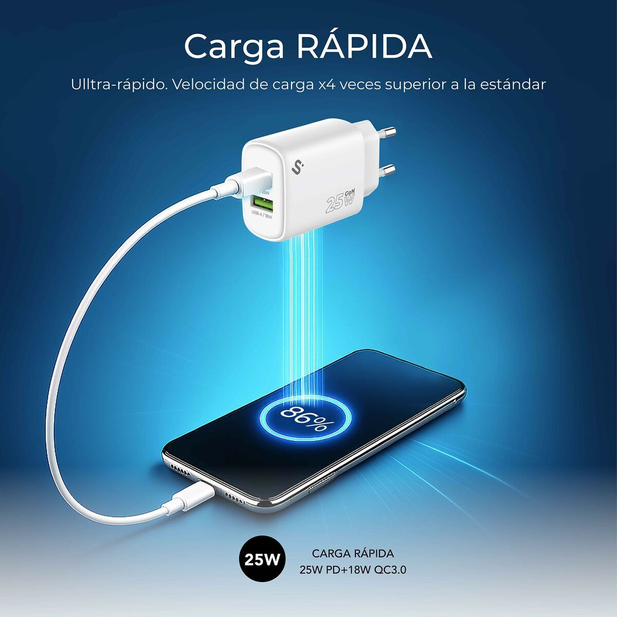 Bild von Car Charger Subblim SUBCHG-6G2510 White 120 W