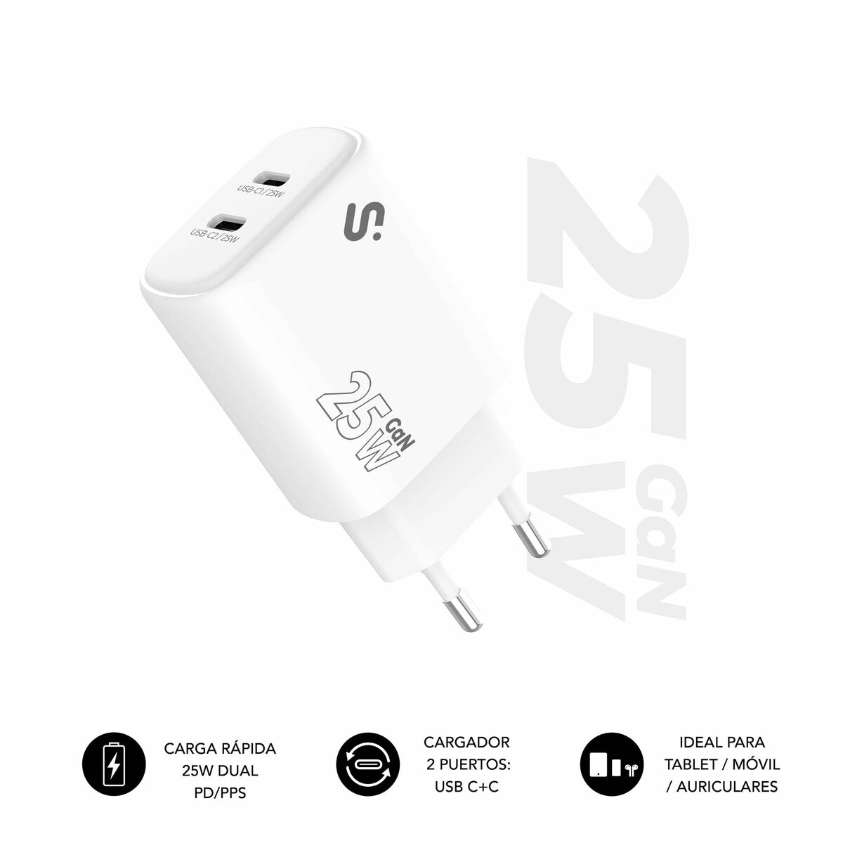 Immagine di Wall Charger Subblim SUBCHG-6G2520 White 25 W