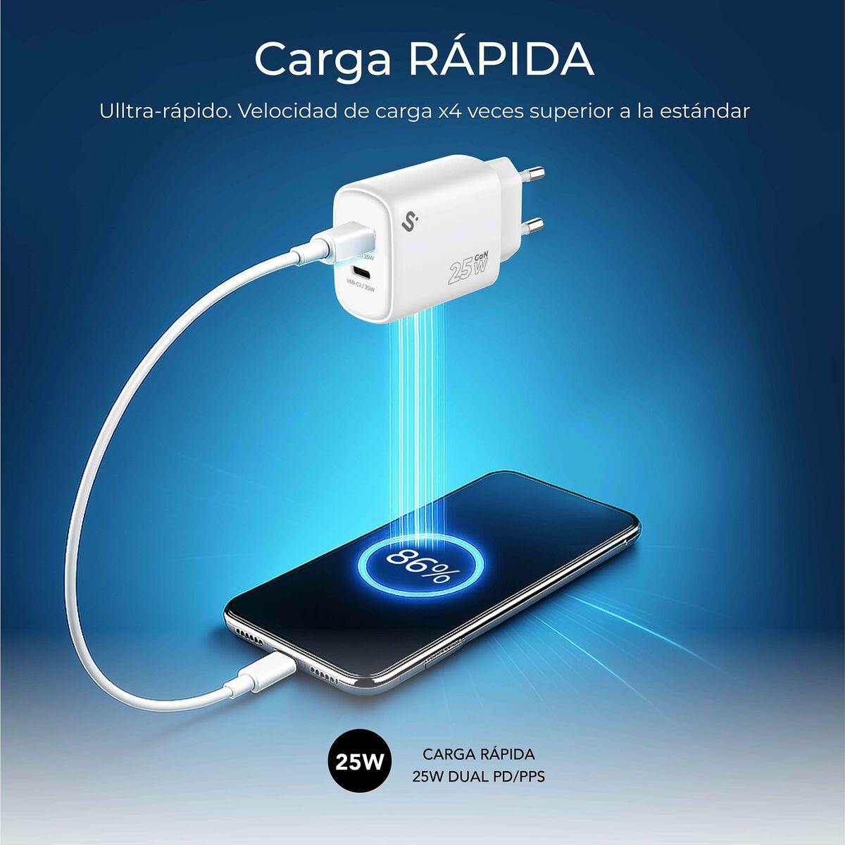 Immagine di Wall Charger Subblim SUBCHG-6G2520 White 25 W