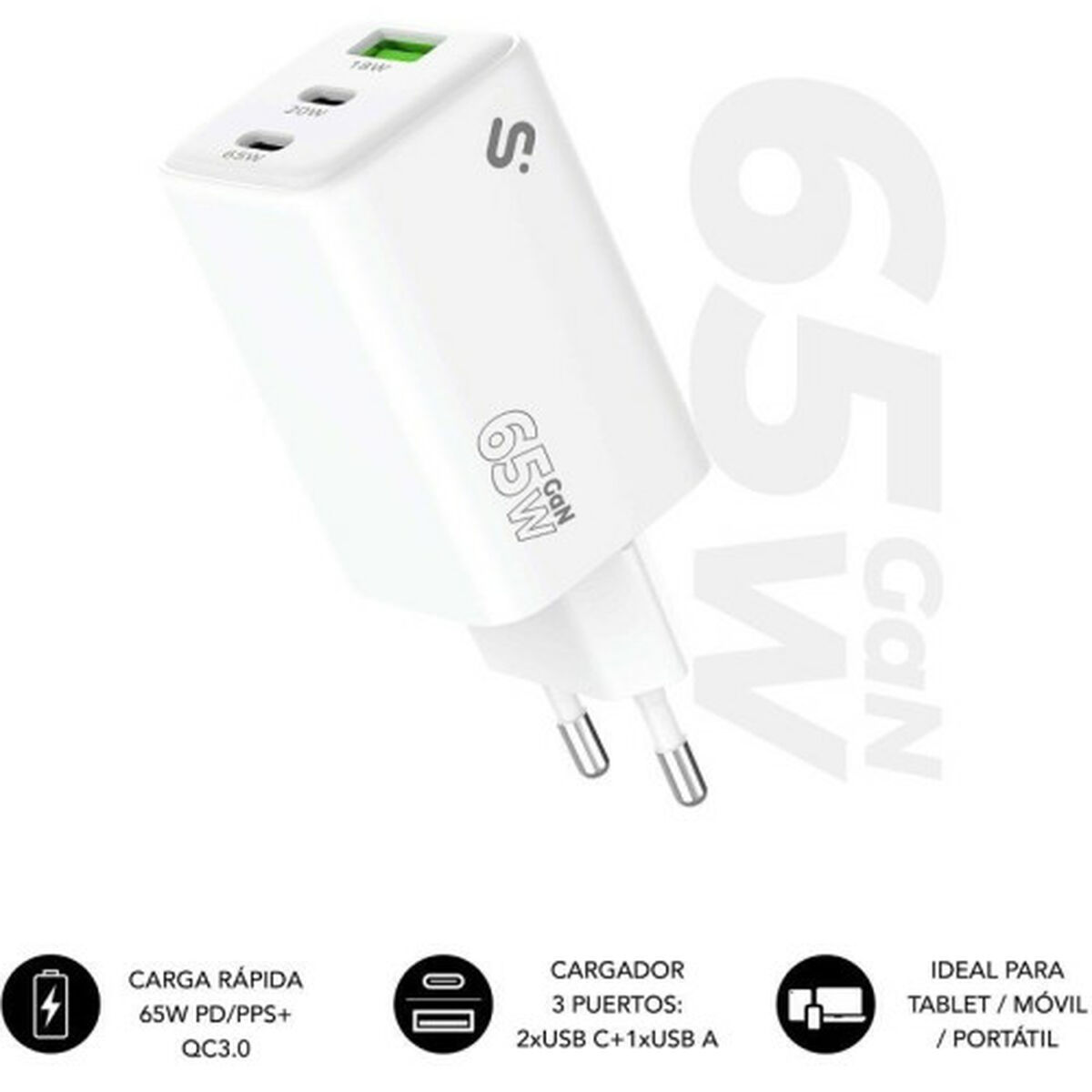 Immagine di Wall Charger Subblim SUBCHG-6G6530 White 65 W 120 W
