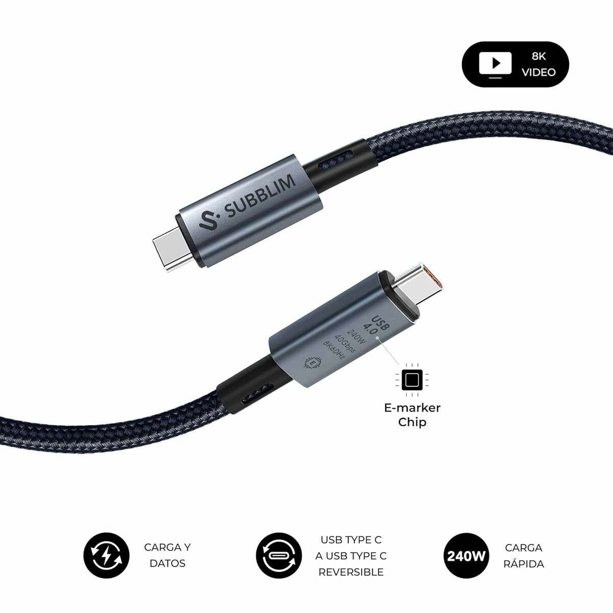 Καλώδιο USB-C σε USB-C Subblim HIGH Μαύρο 1,5 m