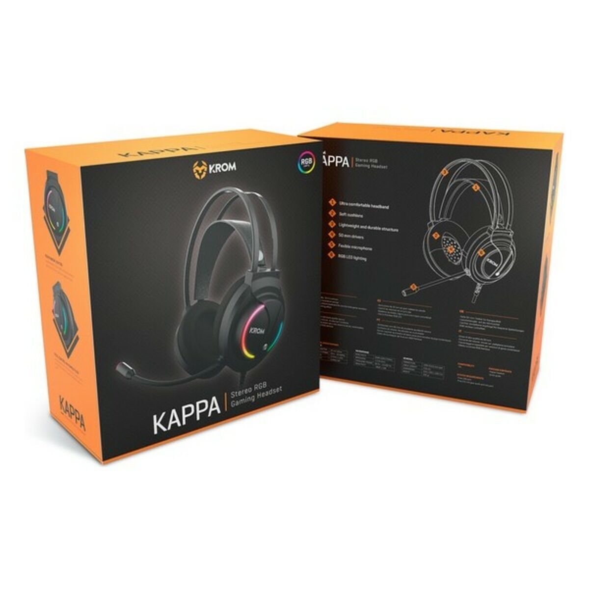 Obrazek Gaming Headset with Microphone Krom Kappa Black