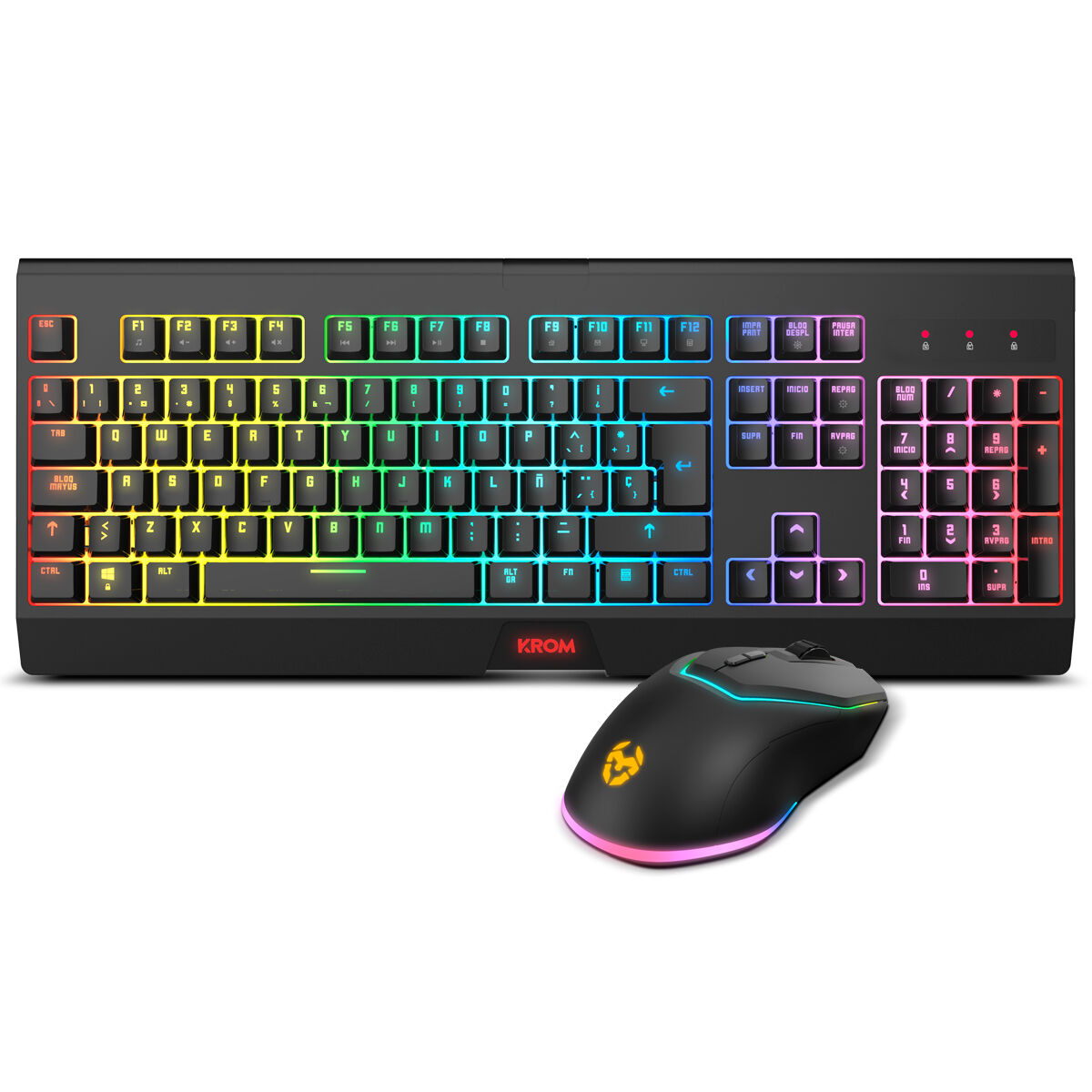 Bild von Keyboard and Mouse Krom Kabala Black Multicolour Spanish Qwerty