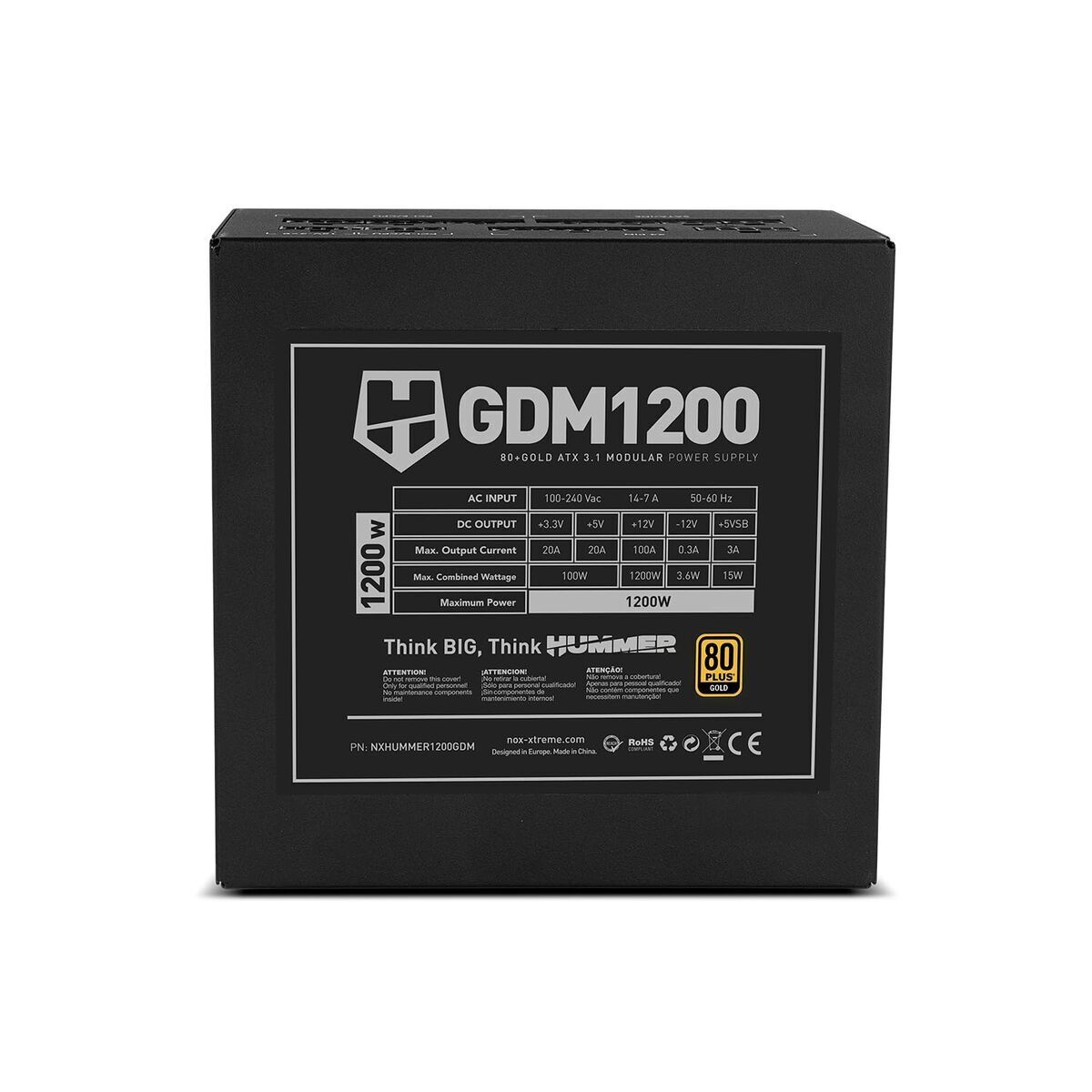Image de Power supply Nox-Xtreme NXHUMMER1200GDM 1200 W 80 Plus Gold