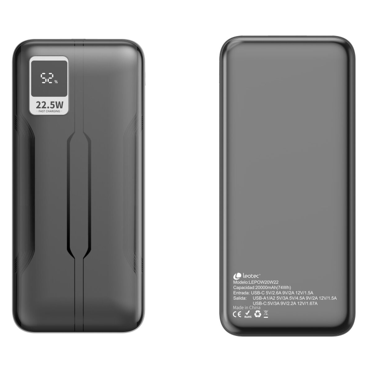 Powerbank LEOTEC LEPOW20W22K Noir 20000 mAh