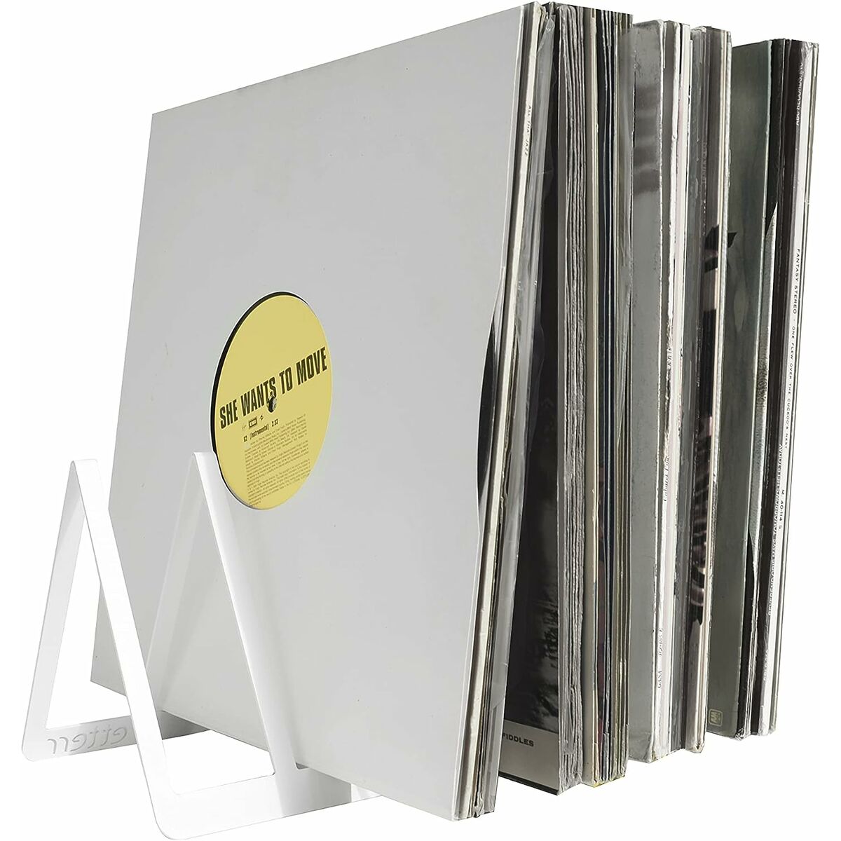 Présentoir de comptoir Etterr Disques vinyle Blanc Noir Acier au carbone 30 x 15 x 15 cm (2 Unités)